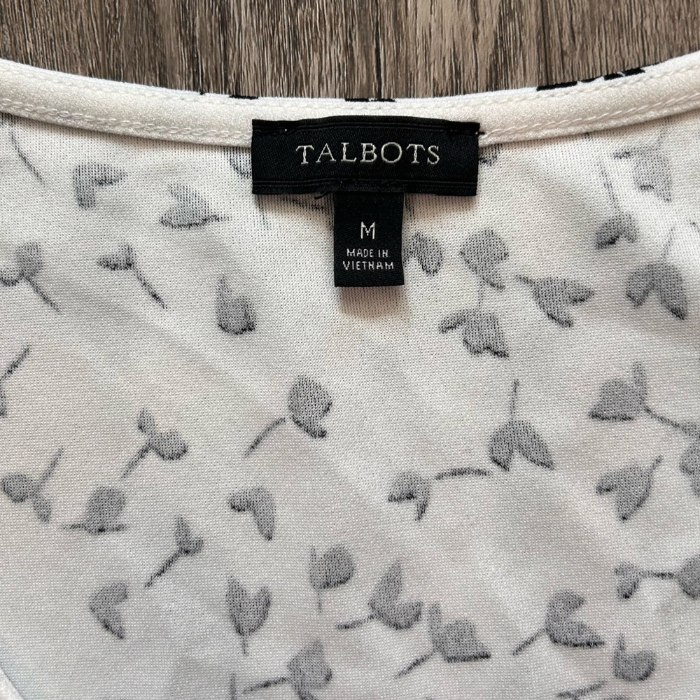 Talbots Black And White Peplum Blouse - Picture 2 of 4